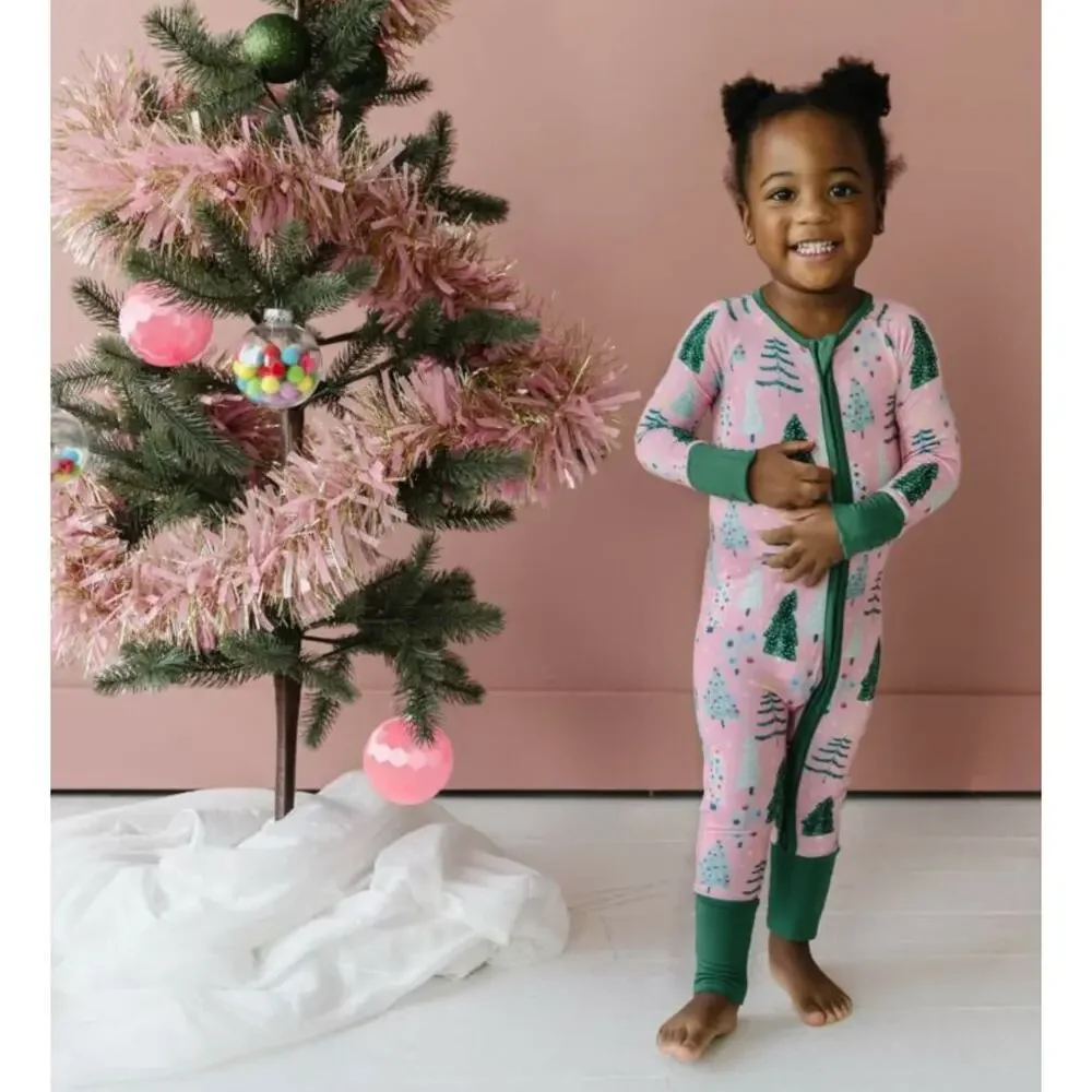 Little Sleepies Baby Girls Bamboo Zippy Sleeper Twinkling Trees Christmas 12-18m